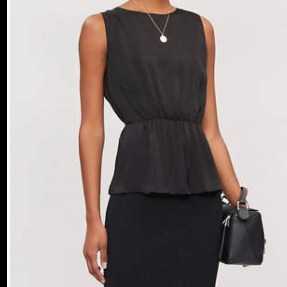 Theory Empire Shirred Waist Silk Tank EUC